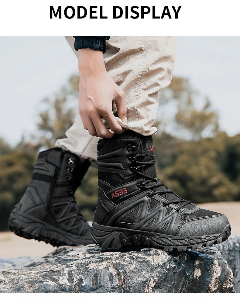 Men's High-Top Outdoor Boots Autumn Winter New Style Climbing Mountain Off-Road Tactical Boots Large Size Comfortable Shoes