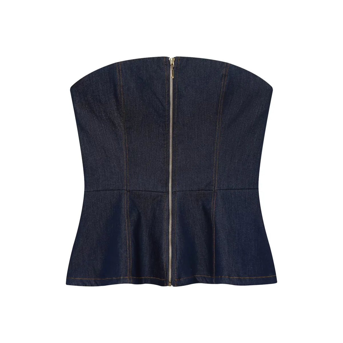 HH Women Summer Sexy Tube Top Zipper Sleeveless Short Top+Mid-Waist High Street Casual Trousers Fashion Denim 2-Piece Set