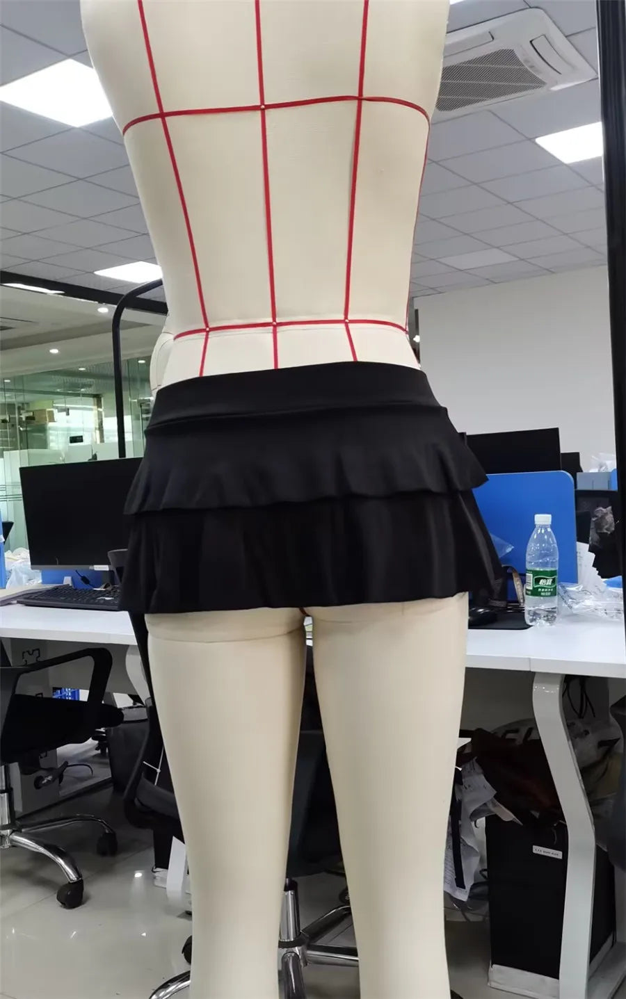 Women Summer Mini Skirt Low Waist Solid Color Lingerie Skirt Ruffle Hem Skirt Role Play Schoolgirl Short Skirts