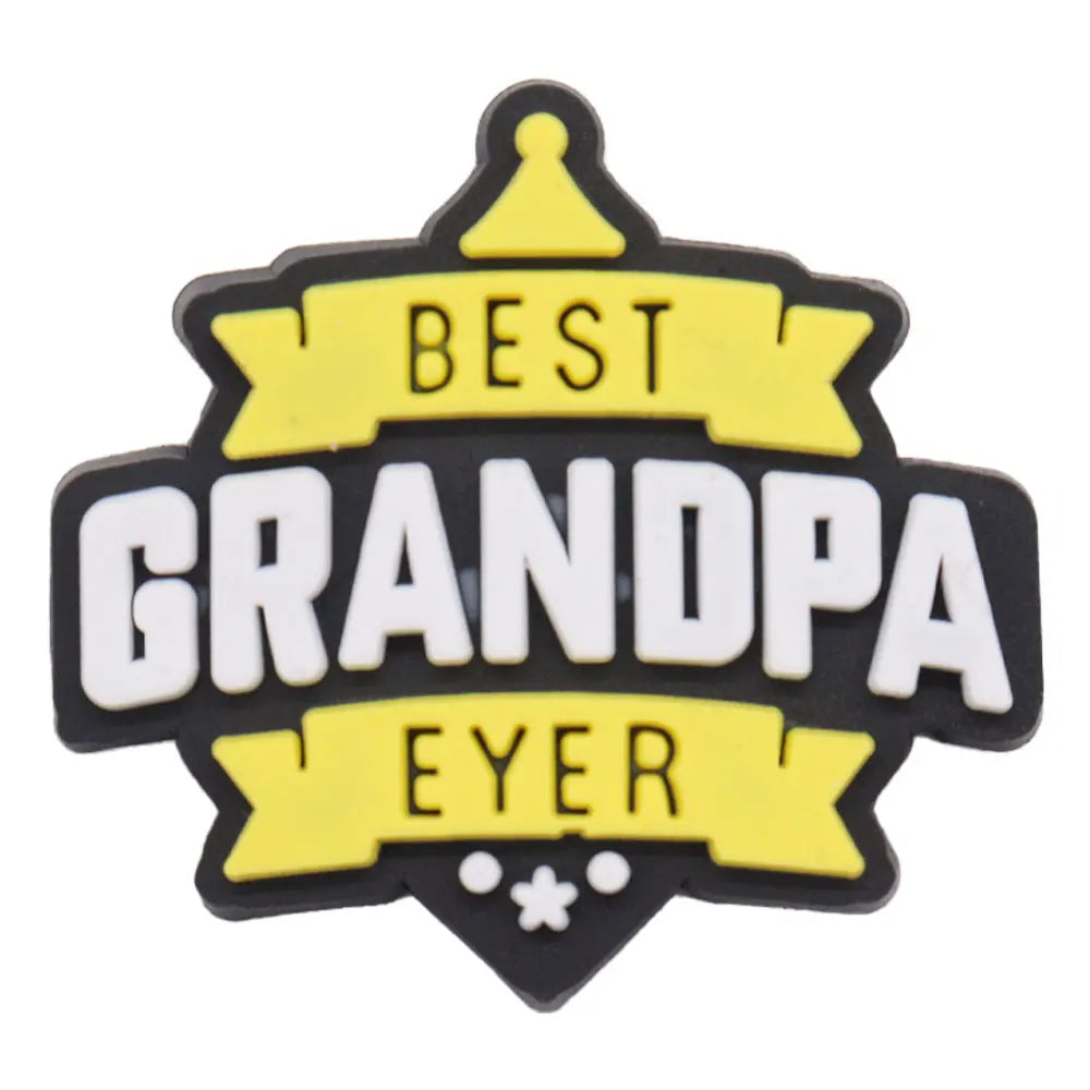 1-34PCS Cartoon Papa Happy Father's Day Best Dad Heart PVC Shoes Charms Accessories Buckle Clog Decorations DIY Bracelet
