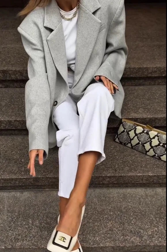 Women Red Blazer Jacket Single Button Lapel Collar Loose Casual Coats 2026 Autumn Winter New Fashion Street Oversized Streetwear