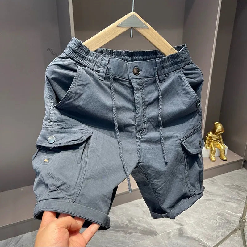 Summer Tooling Shorts Men's Casual Multi-pocket Loose Elastic Pure Cotton Five-point Medium Pants Outer Wear