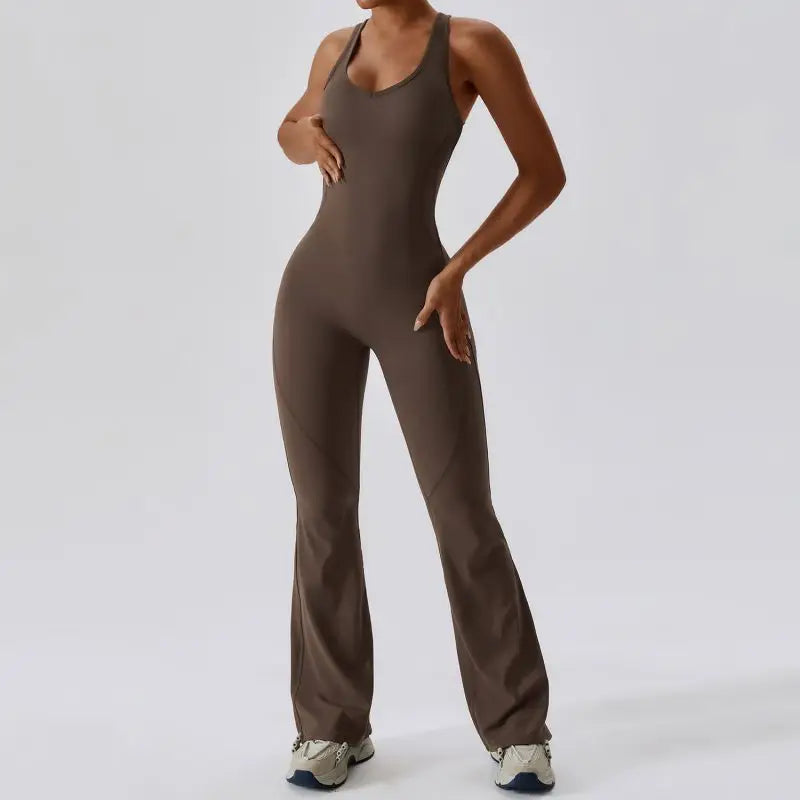 Summer Sport Yoga Jumpsuit Dance Traning Bell Bottoms One-Piece Clothes for Women Sport Set Women Workout Clothes for Women
