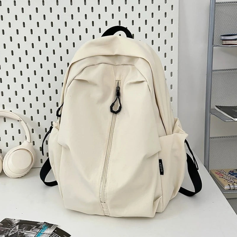 15.6 Inch Nylon Waterproof College Backpack Large Capacity Travel Unisex Laptop Backpacks Simple Design School Bag for Teenagers