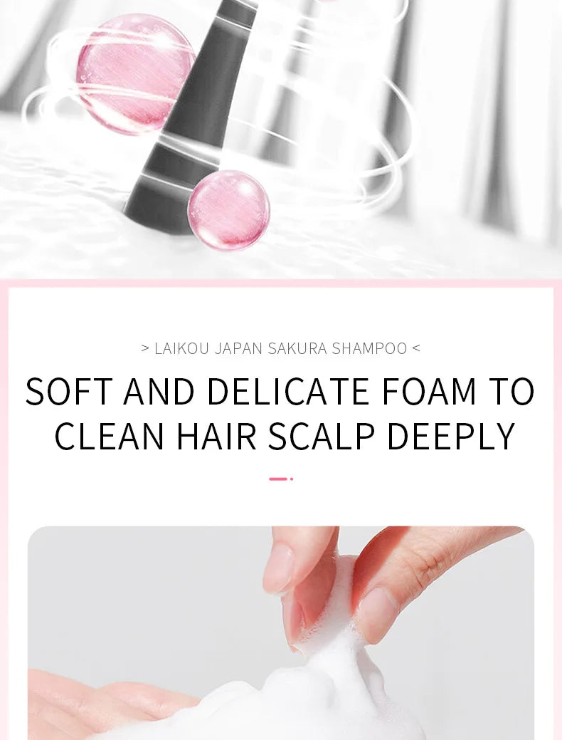 LAIKOU Japan Sakura Shampoo Repair Damaged Hair Moisturizing Nourishing Anti Dandruff Oil Control Shampoos Hair Cleansing Care
