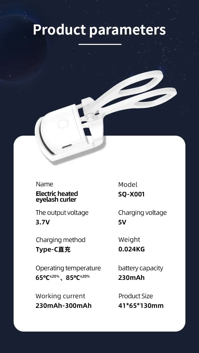 Electric Heated Eyelash Curler USB Rechargeable, Long-Lasting Curl for Natural-Looking Lashes, for Daily Makeup Professional Use