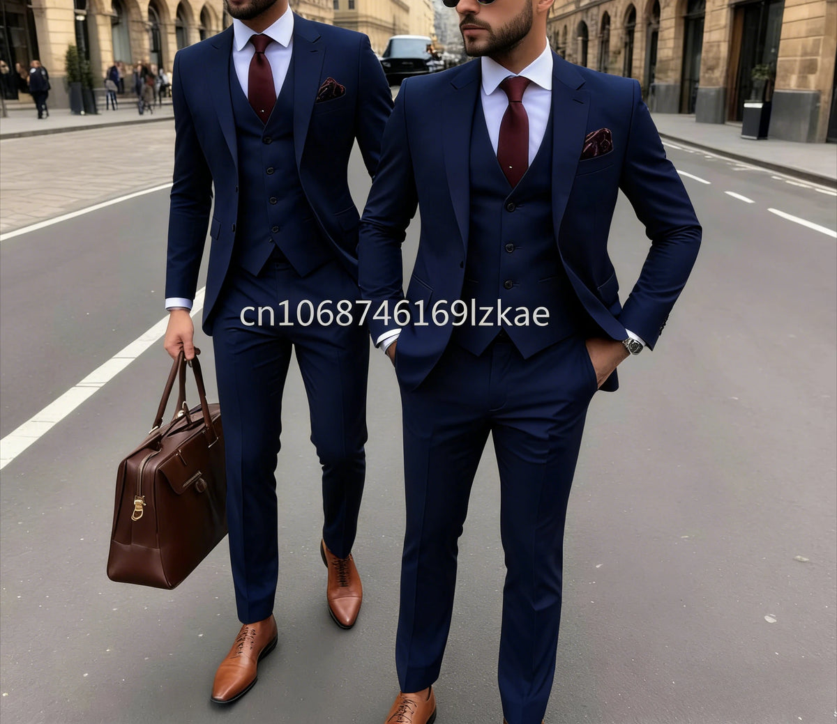 Men's 3 Piece Suit Yellow Slim Fit Elegant Casual Business Office 3pcs