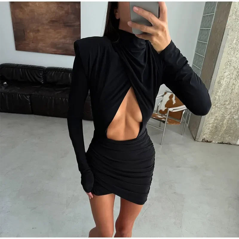 Women Solid Waist-cinching Blazer Mini Dress Chic Full Sleeve V-neck Slim Dresses Sexy 2026 Lady Daily Commute Office Vestidos