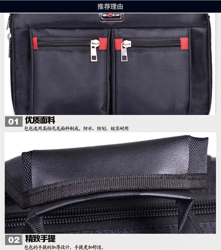HOMEFISH Multi-pocket Portable Business Handbag for Men, Large Capacity Versatile Shoulder Briefcase for Daily Work & Casual Use