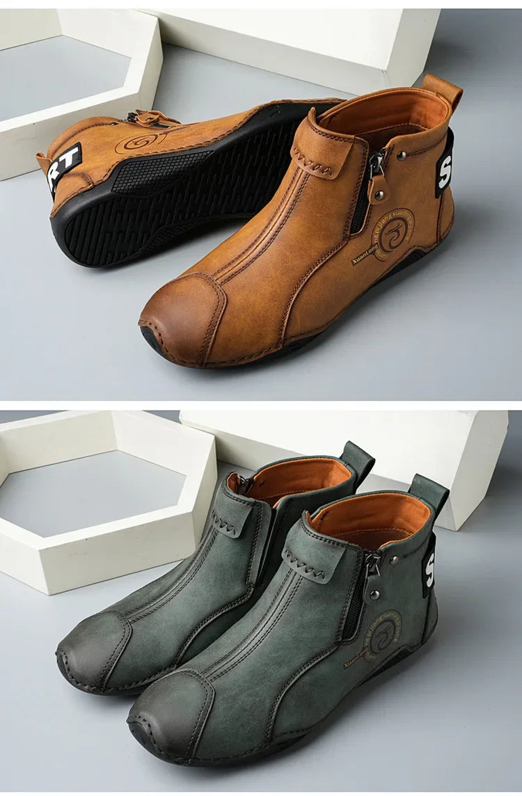 Autumn and Winter New Men's Short Boots British Classic Retro Flat Bottom Cotton Shoes Outdoor Business Sports Casual Shoes