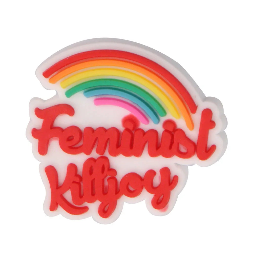 1-35PCS PVC Shoe Charms Limit Dose Not Exist Cool Libra Girls Thank You Love Feminist Buckle Clog Hole Slipper Decoration