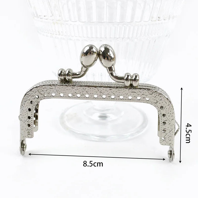 1/2/5Pcs Silver Embossed Metal Purse Frame Kiss Clasp 8.5-20cm Bag Handle for Handbag Wallet WovenBag DIY Handmade Accessories