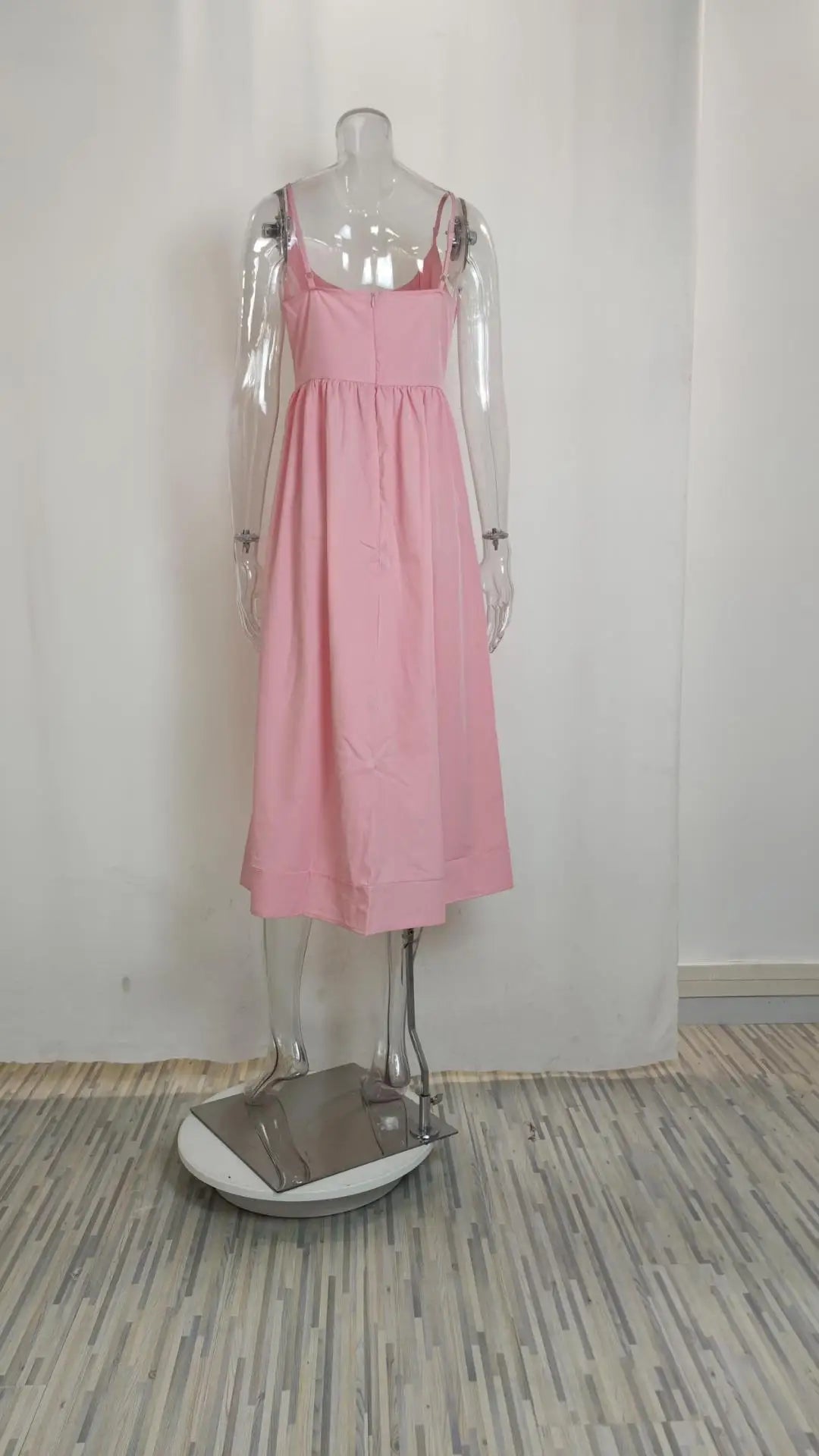 Summer U-neck Casual Female Vintage Elegant Spaghetti Strap Dress Women Elegant Solid Sleeveless A-line Midi Women's Dresses
