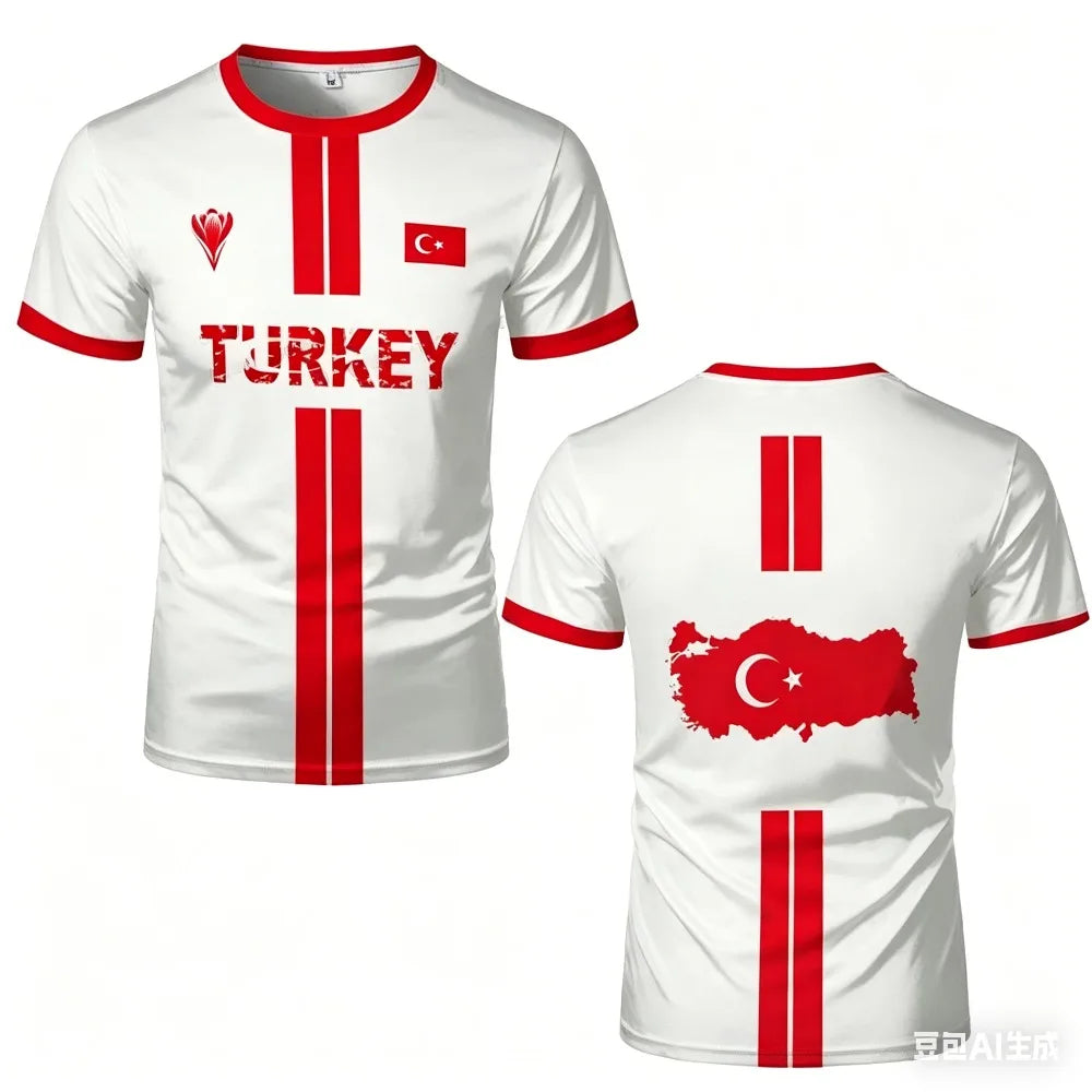 Türkiye 3D print sport Quickdry Breatha men women T-shirt outdoor football jersey fanTeam training apparel parent-child clothing
