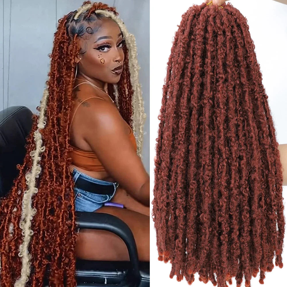 1- 6Packs Butterfly Locs Crochet Hair 36 24 18 14 12inch Pre Twisted Natural Black Distressed Faux Locs Crochet Braids for Women