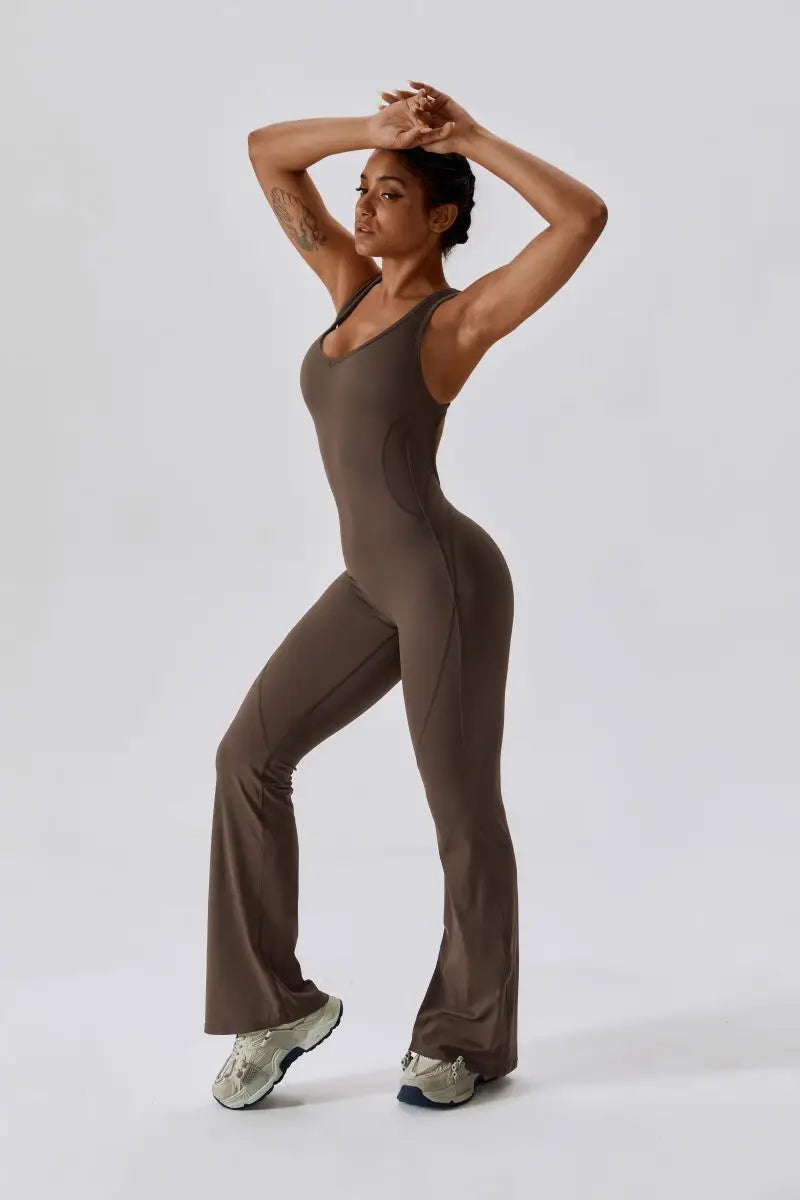 Summer Sport Yoga Jumpsuit Dance Traning Bell Bottoms One-Piece Clothes for Women Sport Set Women Workout Clothes for Women