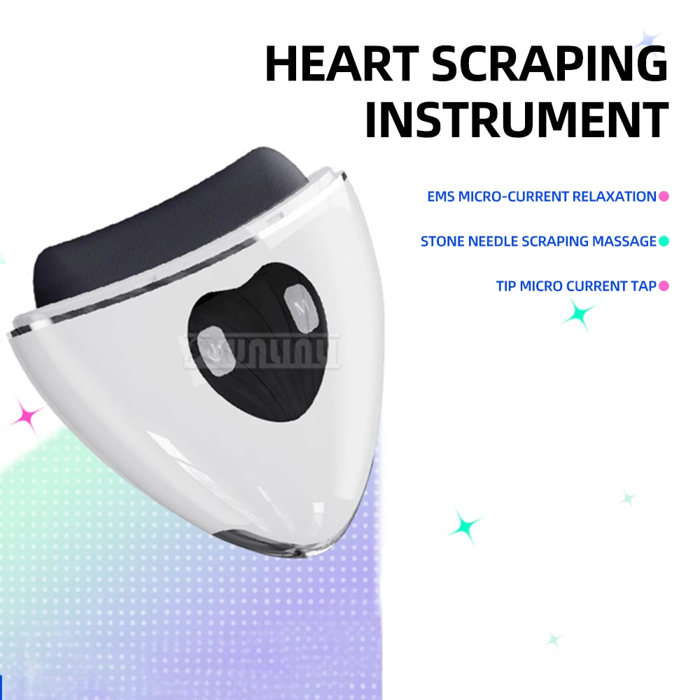 Bianstone Gua Sha Instrument with EMS Micro-current acupuncture point massage around the eyes and bags