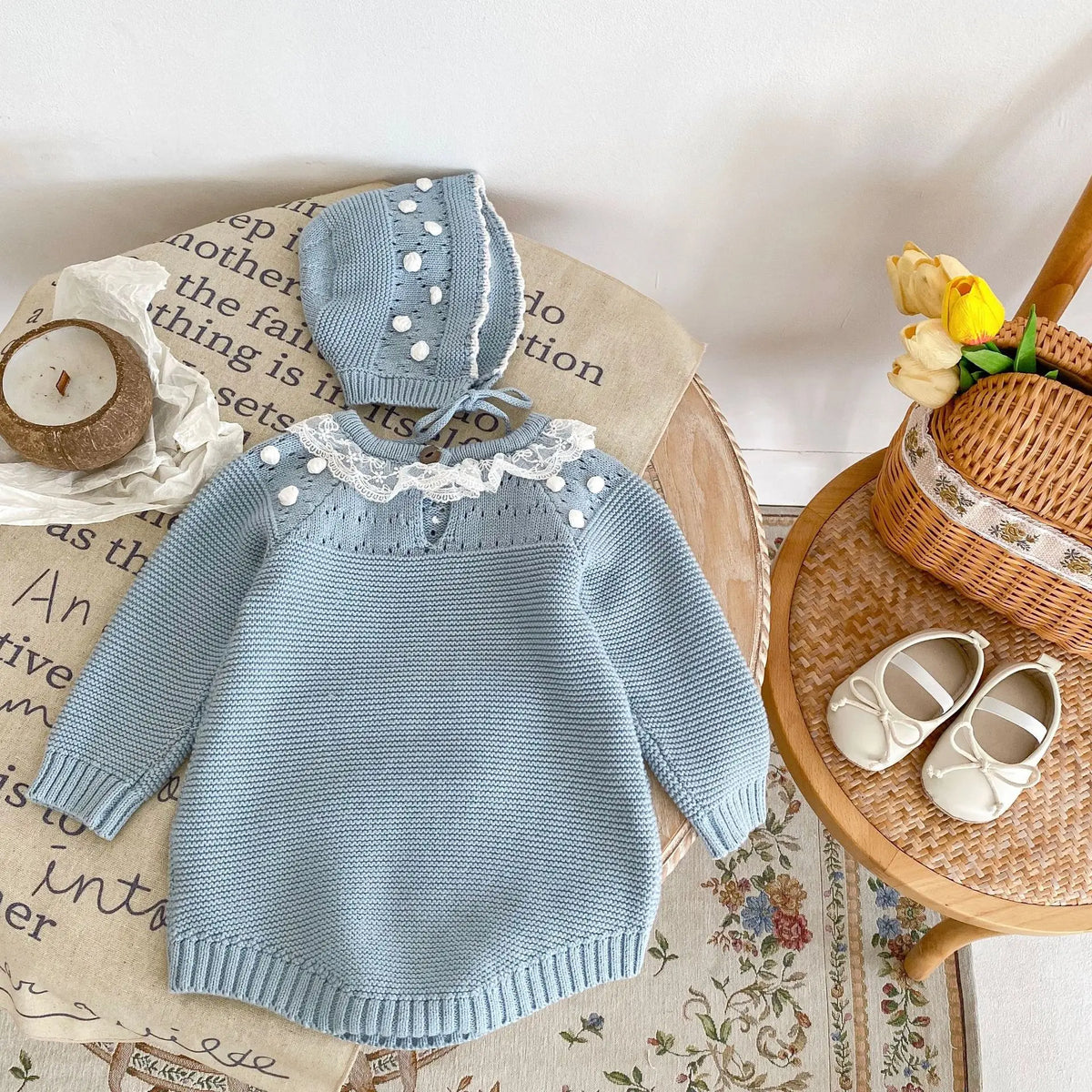 0-24M Baby Girl Romper Knit New Newborn Lace Warm Long Sleeve Jumpsuit Infant Princess Party Romper Toddler Fall Spring Clothing