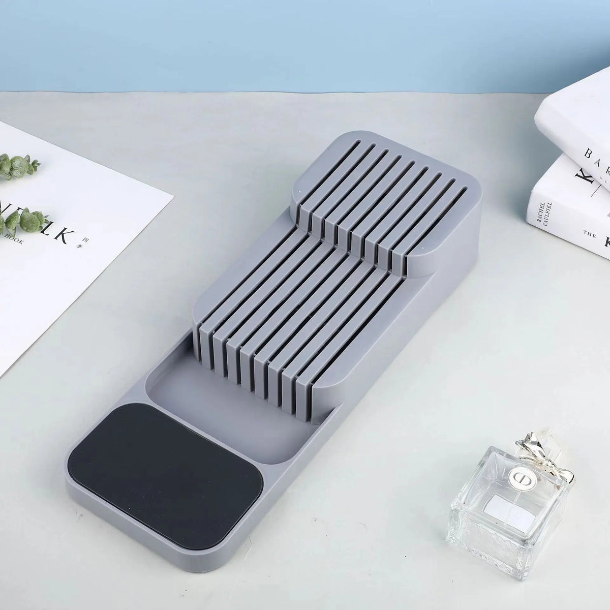 Knife Storage Box Kitchen Drawer Cutlery Storage Tray Knife Holder Organizer Knife Block Rack Storage and Drawer Organizer