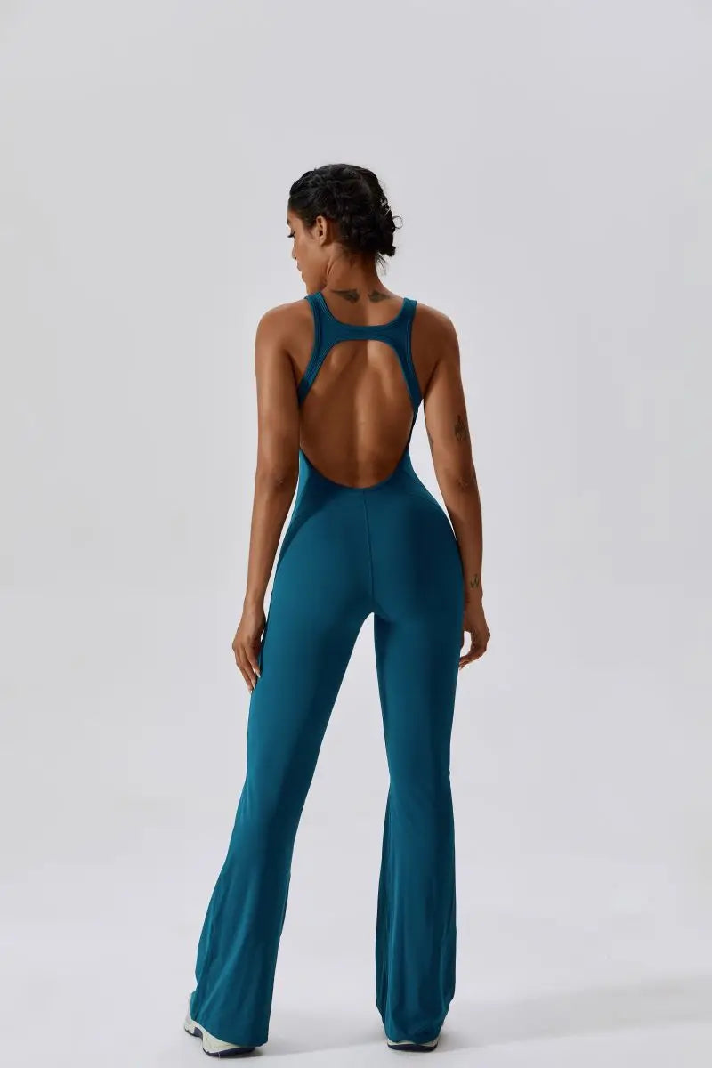 Summer Sport Yoga Jumpsuit Dance Traning Bell Bottoms One-Piece Clothes for Women Sport Set Women Workout Clothes for Women