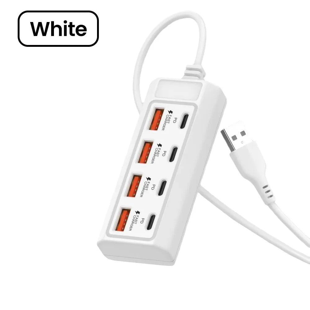 4 USB Charger Power Strip Fast Charging 4 Type C Phone Charger Adapter Electric Socket Extension Cable Socket for Home Office