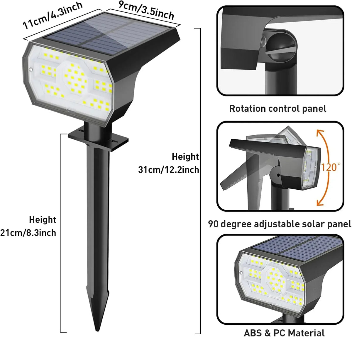 Solar Lights Outdoor, IP68 Waterproof, 56 LEDs, 3 Modes, Solar Powered Garden/Yard Spotlights 