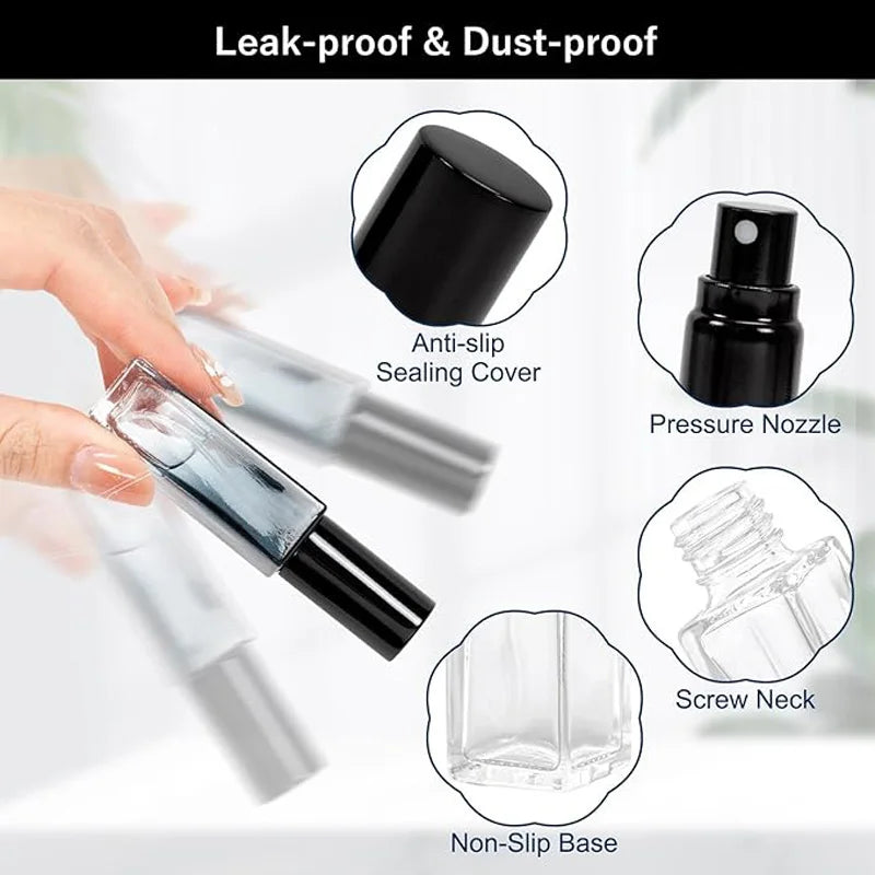 1/2Pcs Refillable Perfume Bottle Kit 10ML Mini Glass Perfume Containers with Funnel Leak-proof Atomizer Pump Bottle Toiletries