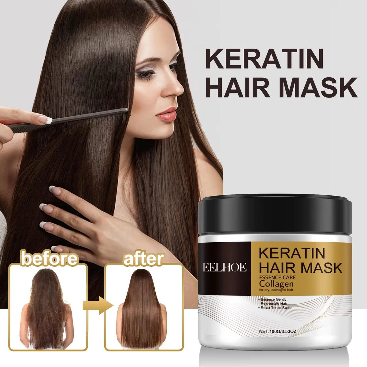 Keratin Collagen Hair Mask Dual Oil Control Moisturizer Conditioner Repair Dry Frizz Damaged Frizz Tangles Soft Smooth Hair cera