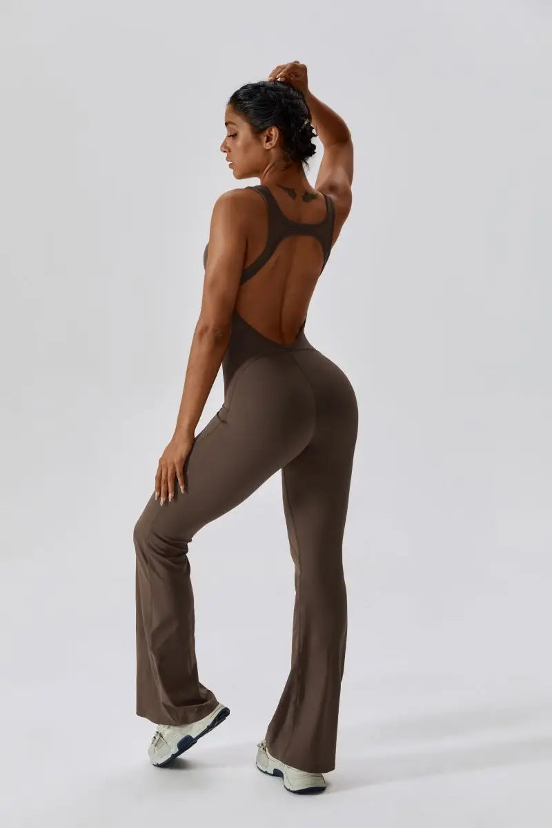 Summer Sport Yoga Jumpsuit Dance Traning Bell Bottoms One-Piece Clothes for Women Sport Set Women Workout Clothes for Women