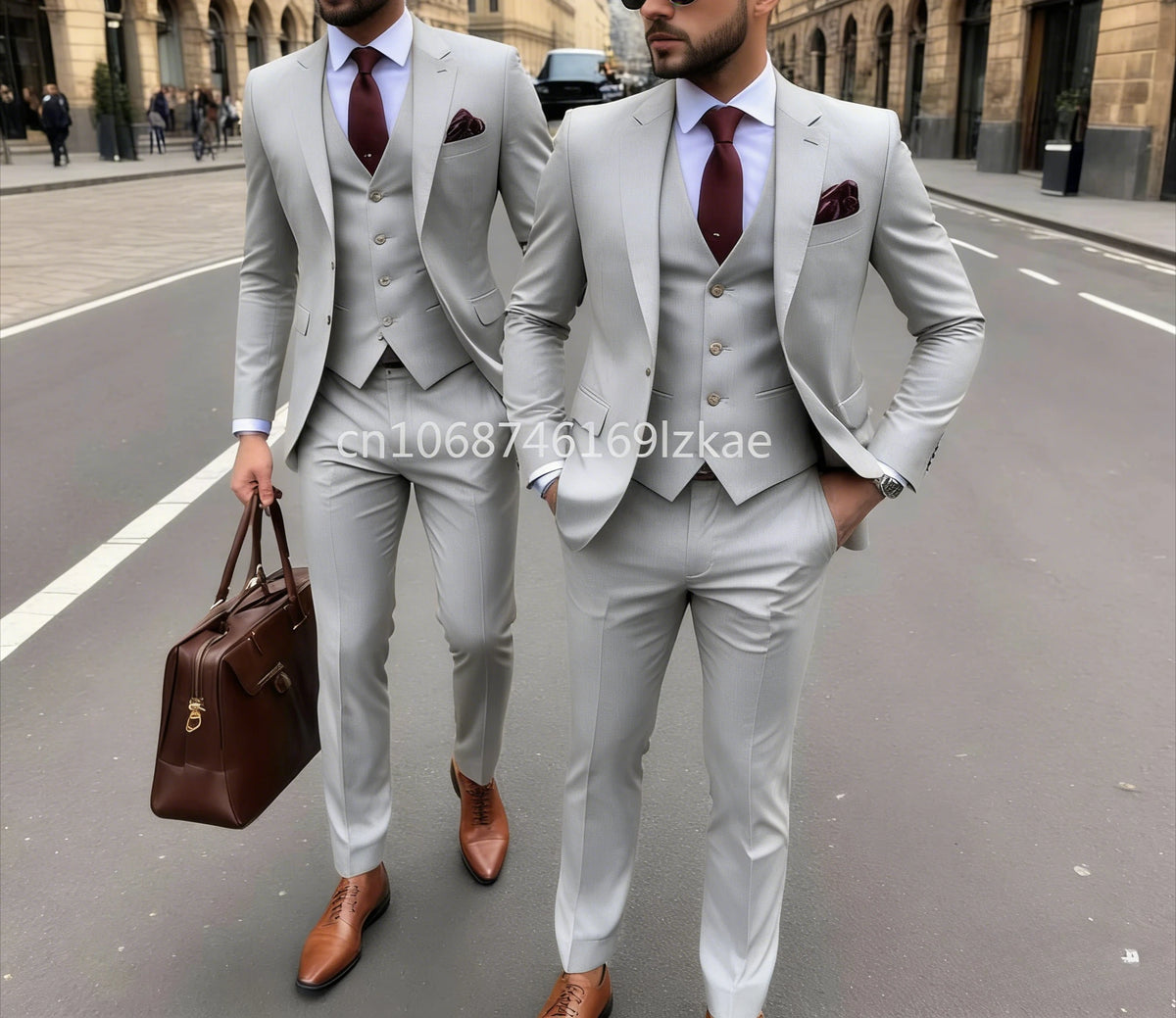 Men's 3 Piece Suit Yellow Slim Fit Elegant Casual Business Office 3pcs