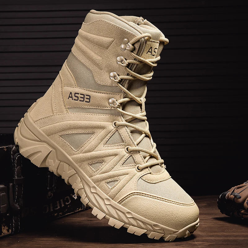 Men's High-Top Outdoor Boots Autumn Winter New Style Climbing Mountain Off-Road Tactical Boots Large Size Comfortable Shoes