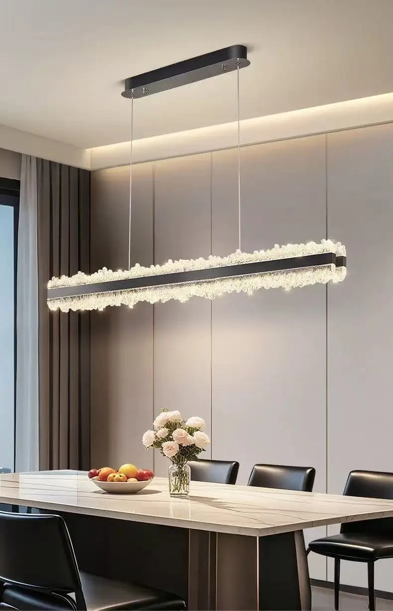 Restaurant LED Chandeliers Italian Light Luxury High-End Dining Room Main Lamp Designer Style One-Line Strip Dining Table Light