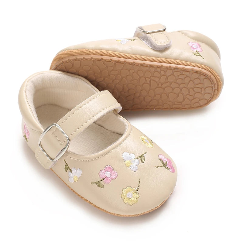 0-1Year Baby Shoes Infant Pre-Walker Shoes Girls Princess Bow Shoes Cute Breathable Flower Soft Sole Casual Sports Footwear