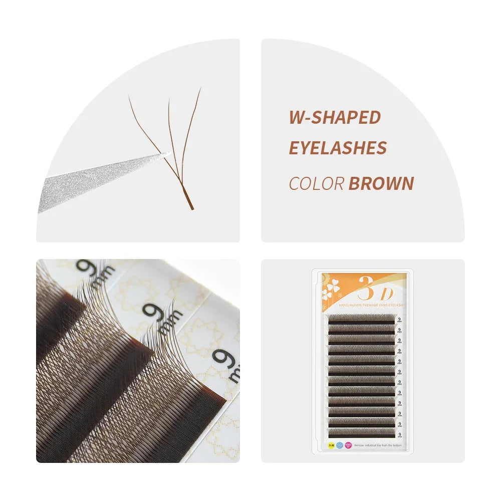 GAHAMACA Eyelash Extension 0.07mm C/D/L/LU Curl Lash 3dW-Shape Eyelashes Extension Natural Soft Premade False Lashes ๏ปฟWholesaled