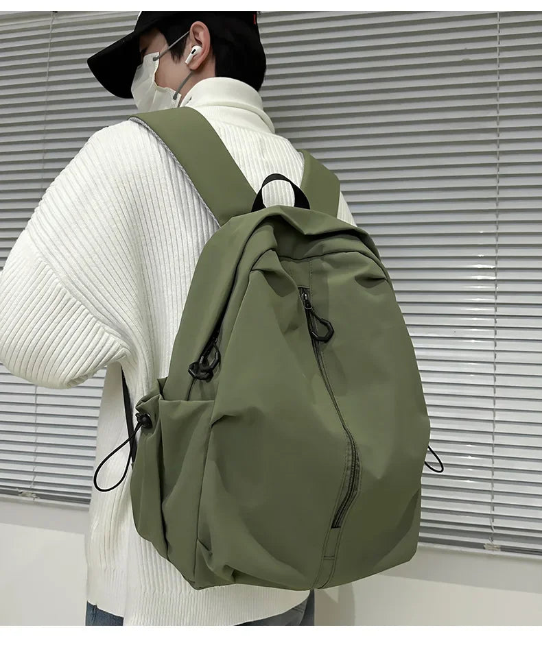 15.6 Inch Nylon Waterproof College Backpack Large Capacity Travel Unisex Laptop Backpacks Simple Design School Bag for Teenagers