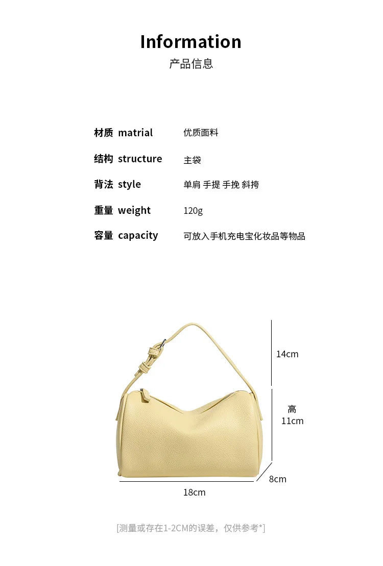 2026 New Women Lychee Pattern Small Pillow Bag Summer Fashion Boston Handbag Single Shoulder Crossbody Bag Small Bag Red Yellow