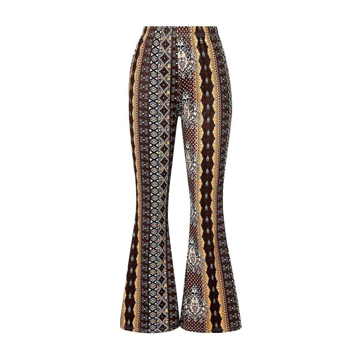Women Spring Summer Floral Print Elastic Waist Flare Pants Casual High Waist Slimming Long Pants Trousers Leggings Streetwear