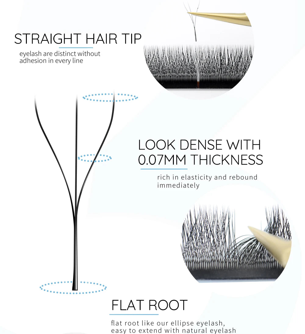 NAGARAKU 3D W Shape Natural Soft Light Hand Woven Fans Automatic Flower False Eyelashes Extensions