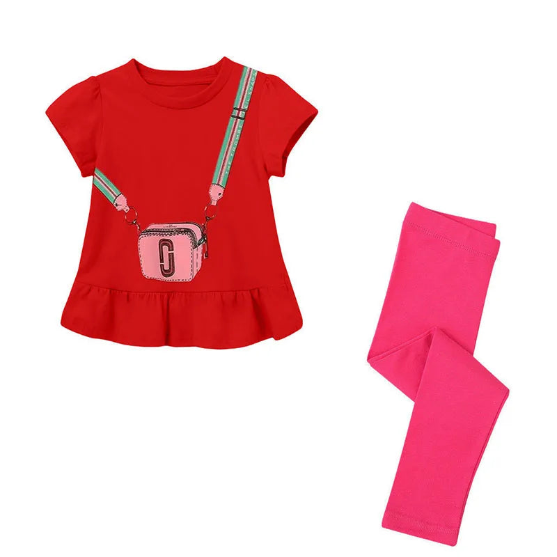 Jumping Meters Unicorn Girls Tshirts + Leggings Short Sleeve Children's Clothing Sets For Summer 2 Pcs Suit Kids Outfits Sets