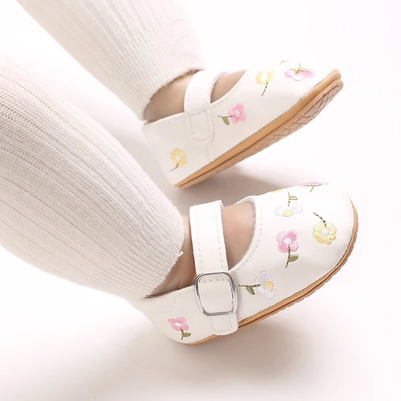 0-1Year Baby Shoes Infant Pre-Walker Shoes Girls Princess Bow Shoes Cute Breathable Flower Soft Sole Casual Sports Footwear