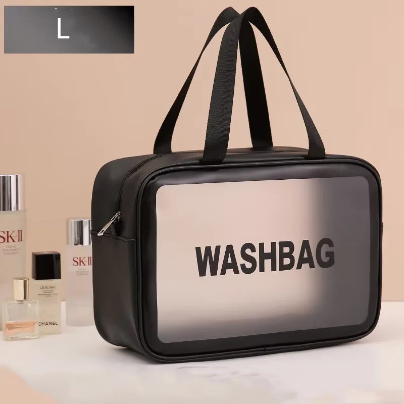 Dry-wet Separation Double Transparent PU Makeup Bag Portable Washing Bag Cosmetic Storage Bag Travel Fitness Swimming Essentials