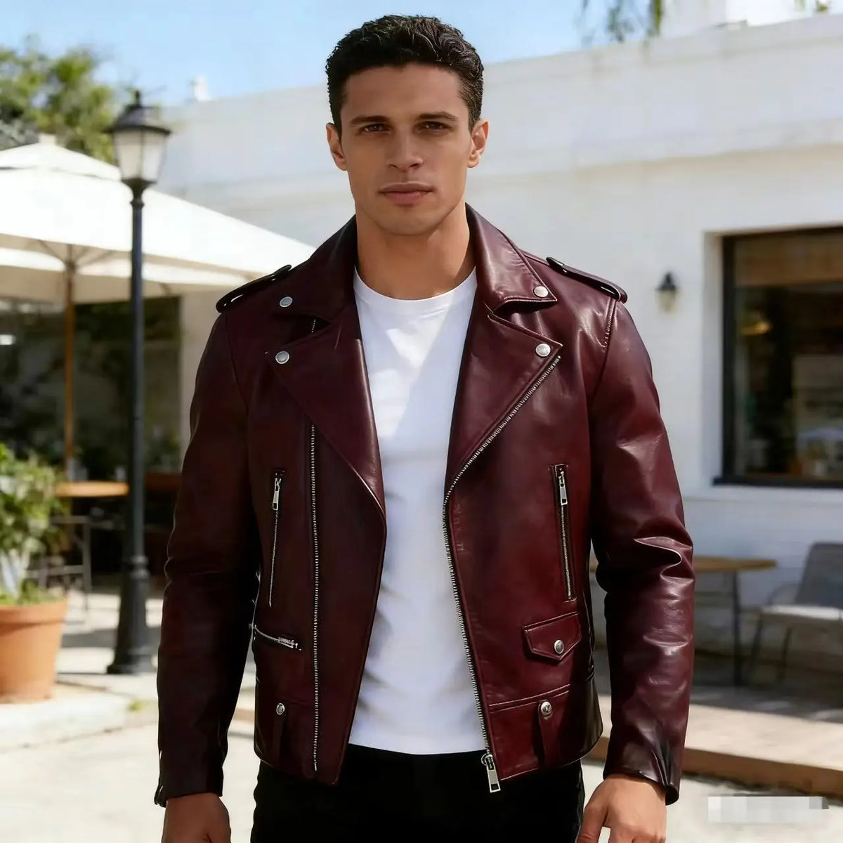 New Fashion Autumn Winter Men Solid Color Long Sleeve Zipper Slim Simple Trendy Faux Leather Coats Male Streetwear Top Clothes