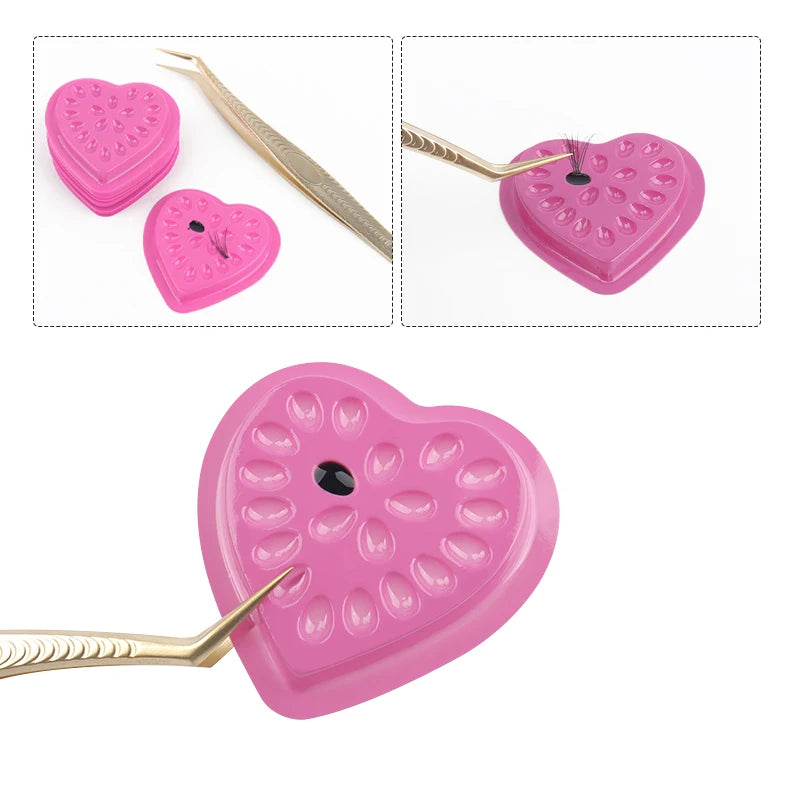100 pcs Disposable Pvc Heart Shape Flower Holder Sticker Lash Glue Adhesive Pallet For Women Eyelash Extension Makeup Tools
