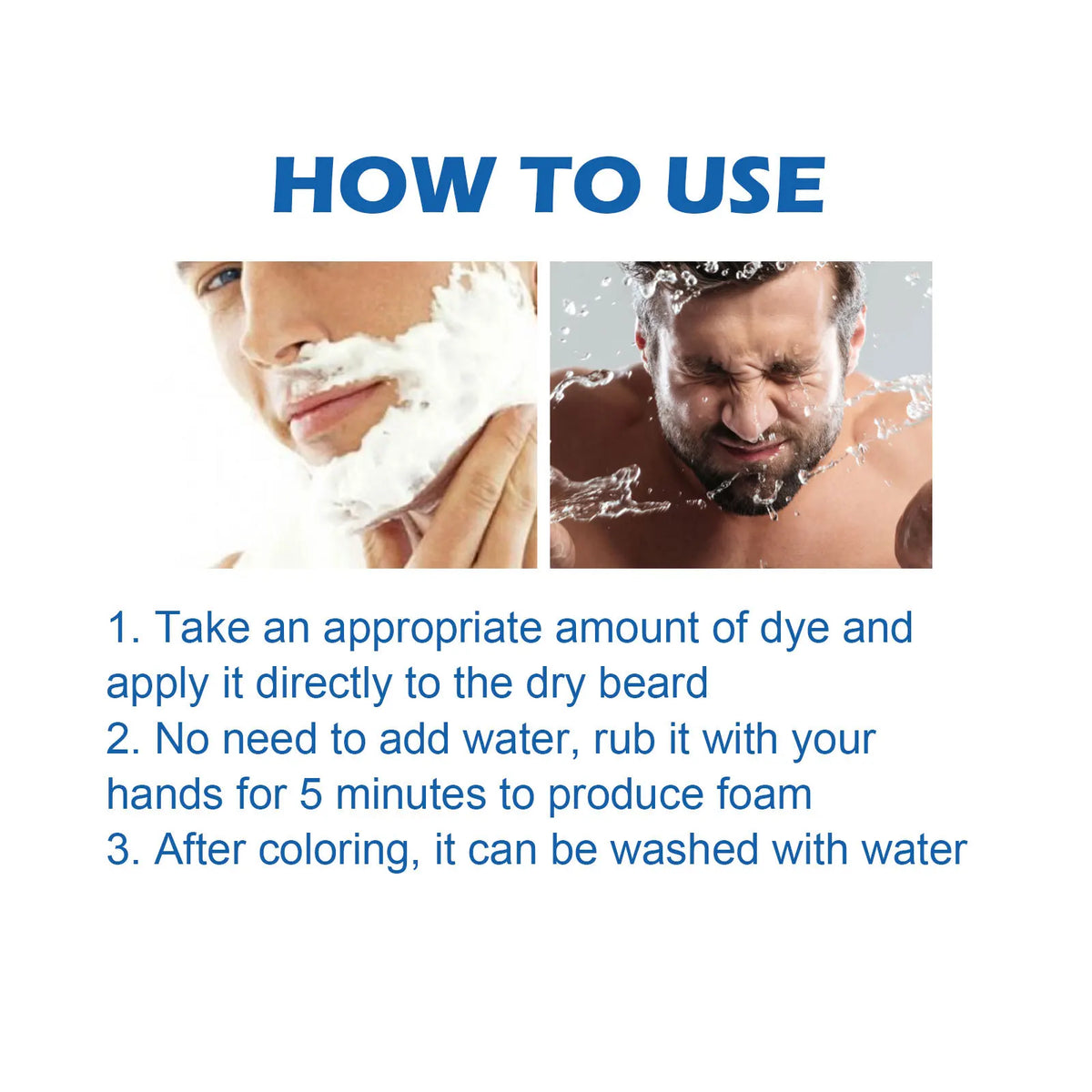 Natural Beard Dye Shampoo Permanent Repair White Grey Hair Removal Instant Mustache Dying Blacking Fast Beard Coloring for Men