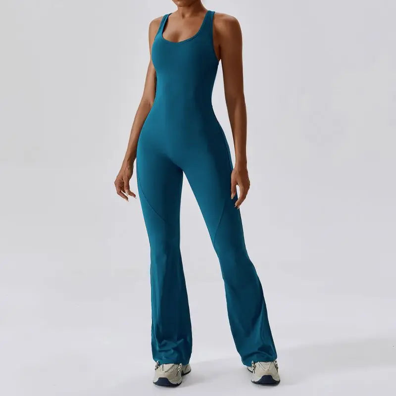 Summer Sport Yoga Jumpsuit Dance Traning Bell Bottoms One-Piece Clothes for Women Sport Set Women Workout Clothes for Women