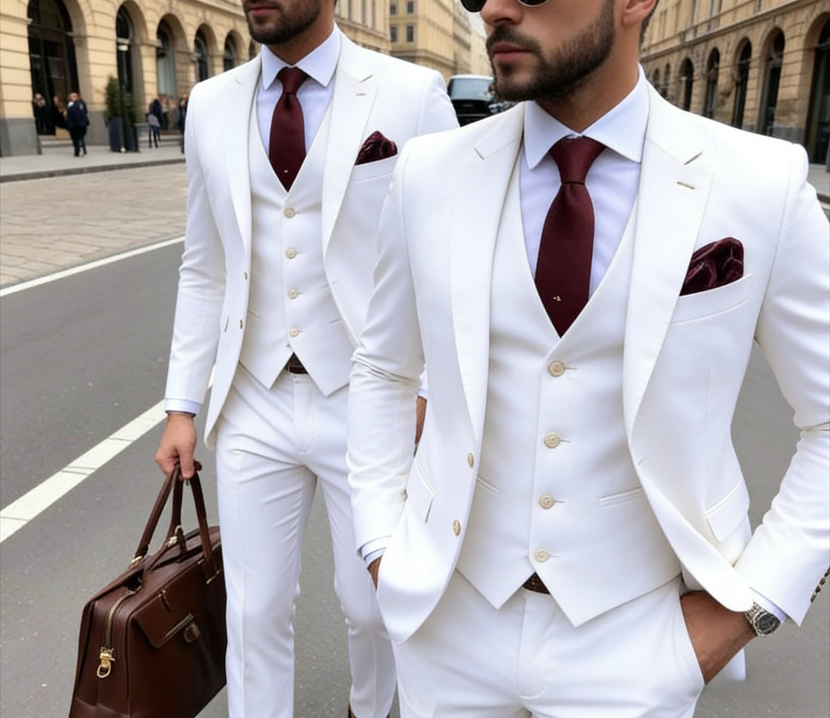 Men's 3 Piece Suit Yellow Slim Fit Elegant Casual Business Office 3pcs