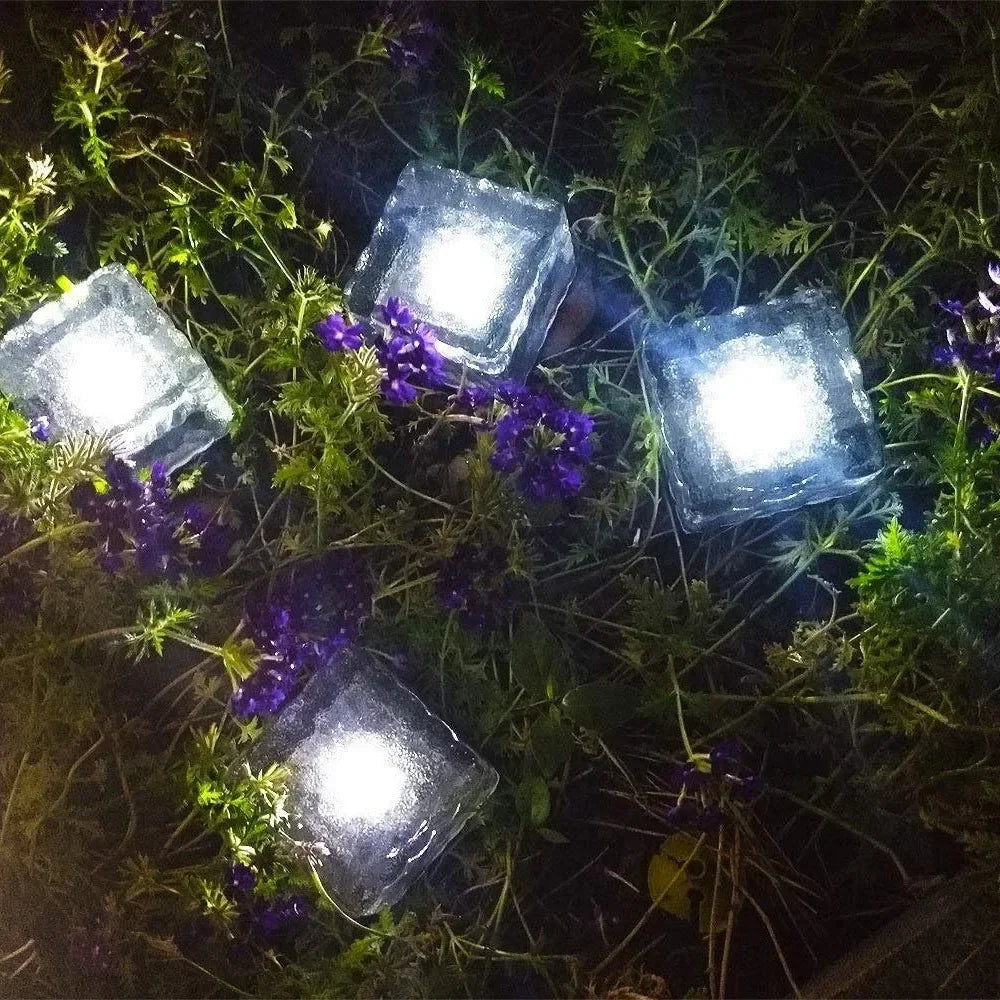 1PC Solar Ice Cube Glass Brick Lights LED Waterproof Outdoor Solar Powered Pathway Garden Yard Landscape Decoration Lamps