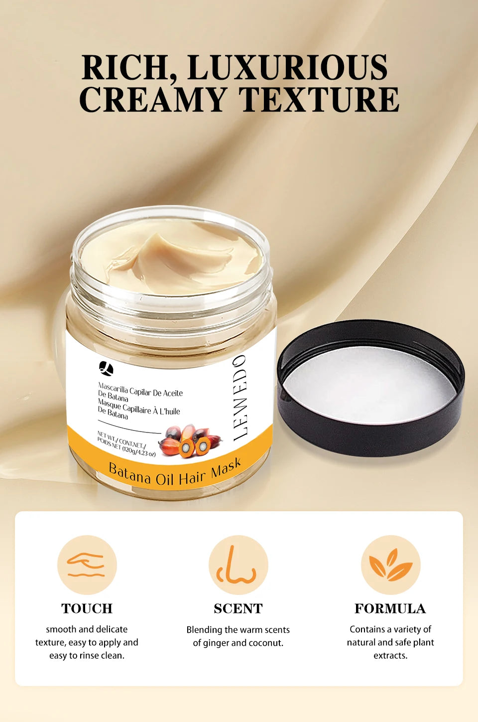 120g Batana Hair Mask Fast Hair Growth Oil Scalp Care Conditioner Batana Oil Anti Hair Loss Thicker Hair Serum Nourish Hair Root