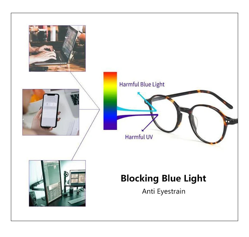 ZENOTTIC XS Size Unisex Ultralight Acetate Small Round Eyewear Anti Blue Light Blocking Computer Glasses Fashion Optical Frame