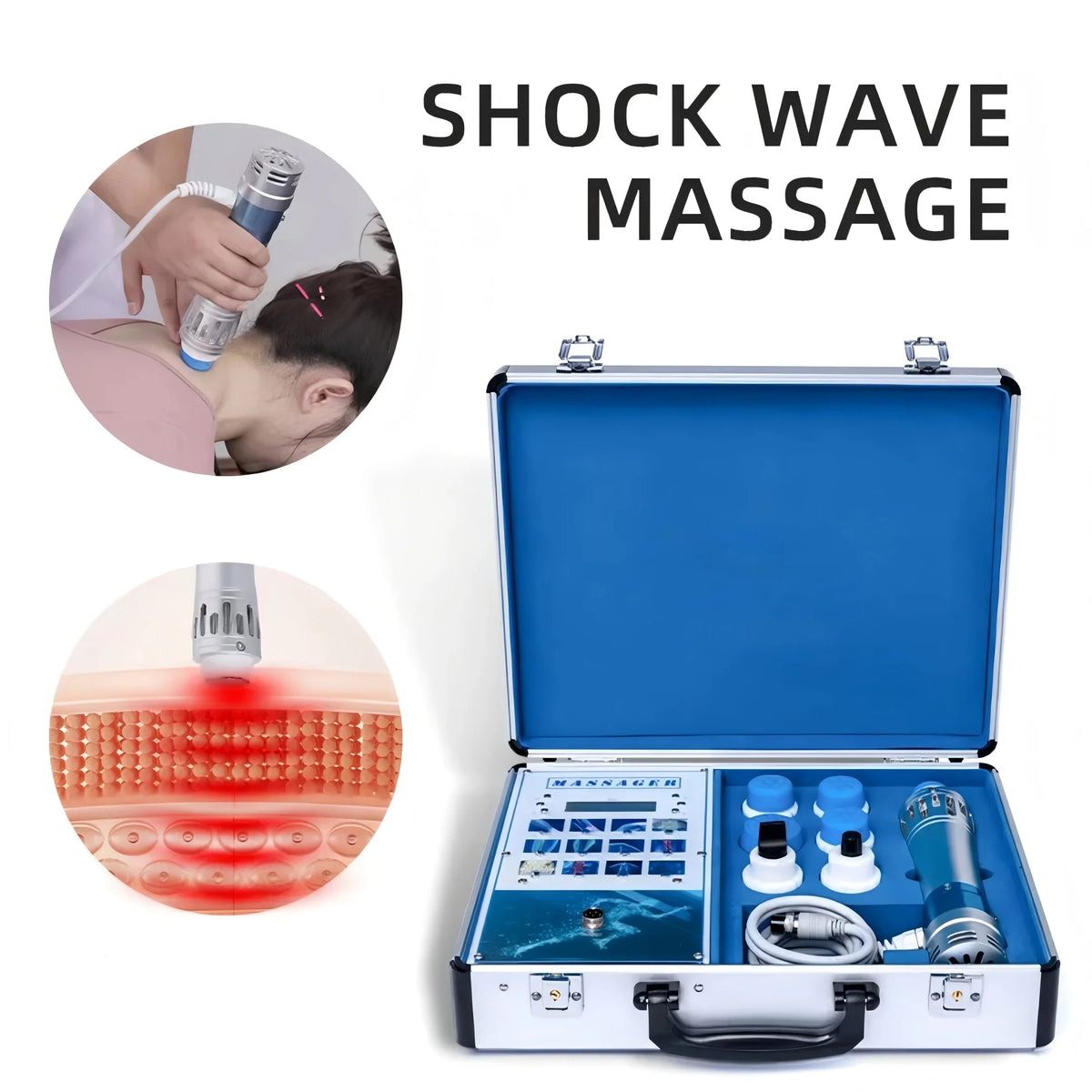 Portable Deep Tissue Percussive Massager for Muscle Recovery, High-Frequency Handheld Body Relaxation Tool with 7 Heads